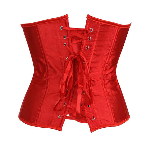 detqlles del corset bustier rojo